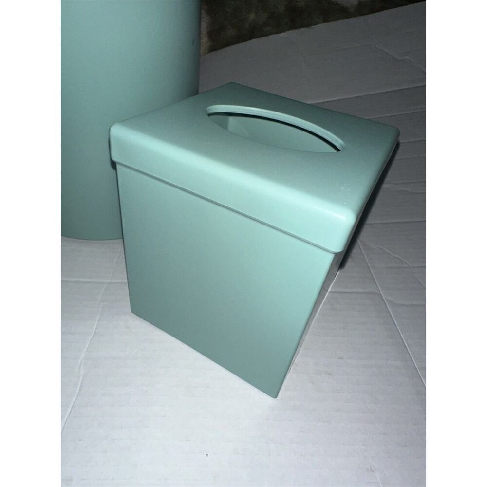 Kohls Vintage Bathroom Trash Can Tissue Holder Green Seafoam Dover Made In USA
